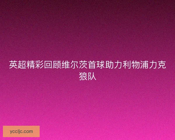 英超精彩回顾维尔茨首球助力利物浦力克狼队