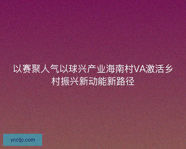 以赛聚人气以球兴产业海南村VA激活乡村振兴新动能新路径 以赛聚人气以球兴产业海南村VA激活乡村振兴新动能新路径